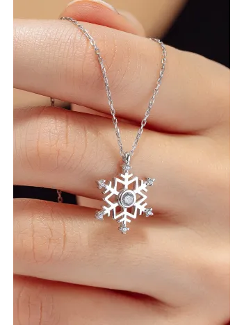 Kadın Gümüş Kolye - Swarovski Taşlı Zirconia Kar Tanesi Model 2 Kadın Kolye