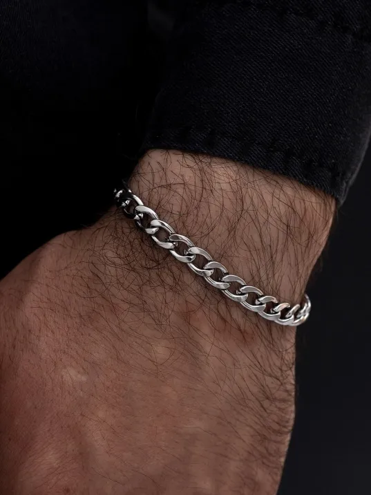 Gurmet Erkek Çelik Bileklik 7 Mm Kalın Model