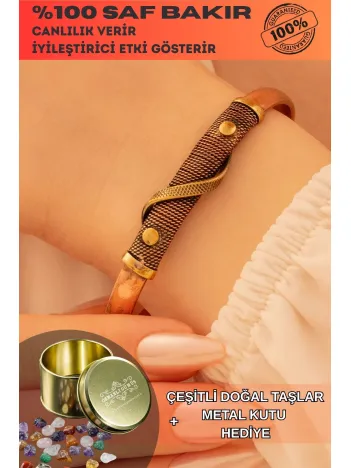 Kadın Bakır Bileklik - Beyza Model Kadın Bakır Kelepçe Bileklik Bilezik