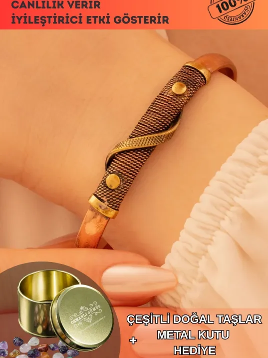 Kadın Bakır Bileklik - Beyza Model Kadın Bakır Kelepçe Bileklik Bilezik