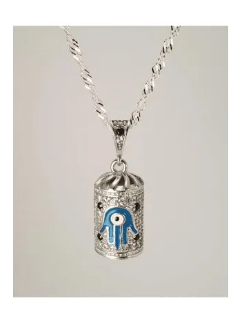 Mavi Fatma Ana Eli Bayan Gümüş Muska Cevşen Kolye Mavi Fatma Ana Eli Bayan Gümüş Muska Cevşen Kolye