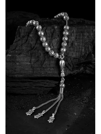 Erkek Tesbih - Zail Oksitli 925 Ayar Gümüş Erkek Tespih Küçük Boy 26gr