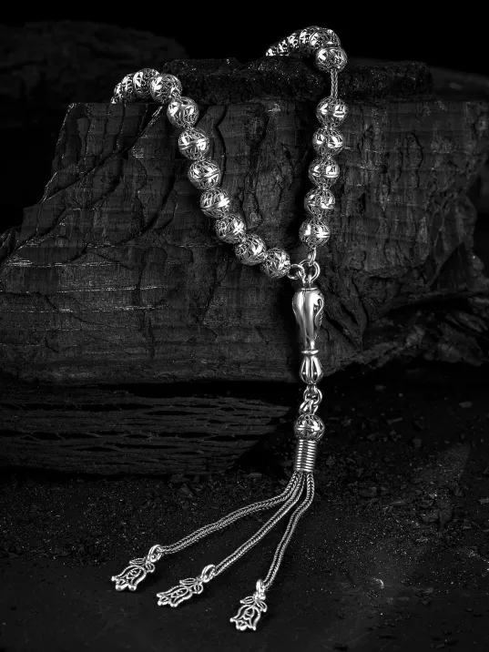 Erkek Tesbih - Zail Oksitli 925 Ayar Gümüş Erkek Tespih Küçük Boy 26gr