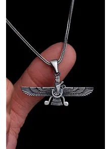 Erkek Gümüş Kolye - Ahura Mazda Figürlü Gümüş Erkek Kolye