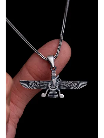 Erkek Gümüş Kolye - Ahura Mazda Figürlü Gümüş Erkek Kolye