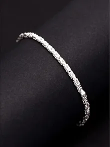 OSMANLI GÜMÜŞ Parlak Kare Kral 4.5 mm Erkek Gümüş Bileklik