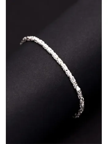 OSMANLI GÜMÜŞ Parlak Kare Kral 4.5 mm Erkek Gümüş Bileklik