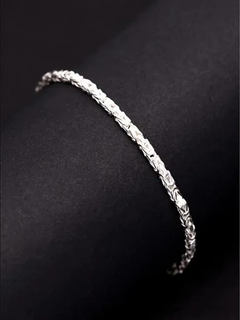 OSMANLI GÜMÜŞ Parlak Kare Kral 4.5 mm Erkek Gümüş Bileklik