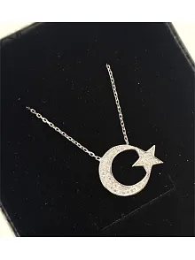 Ay Yıldız Bayrak Bayan Gümüş Kolye