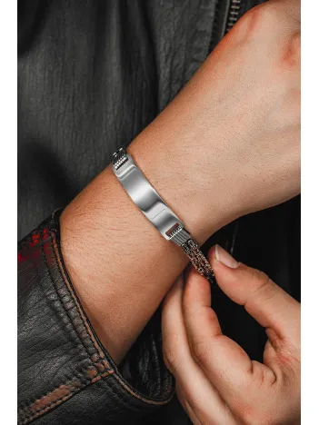 Erkek Gümüş Bileklik - İsim Yazılan 3.5 mm Çift Yuvarlak Kral Zincir Erkek Bileklik