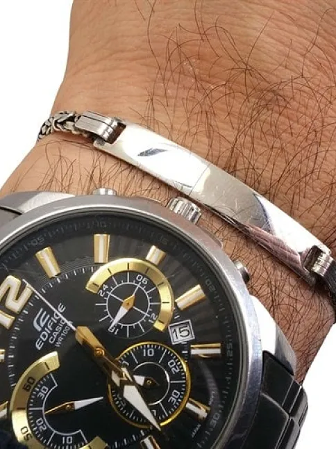 İsim Yazılan Gümüş Erkek Bileklik Künye Yassı Balıksırtı Model