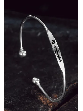 Kadın Gümüş Bileklik - Spotify - İsim - Tarih Yazılabilir İnce Kibar Kadın Bilezik