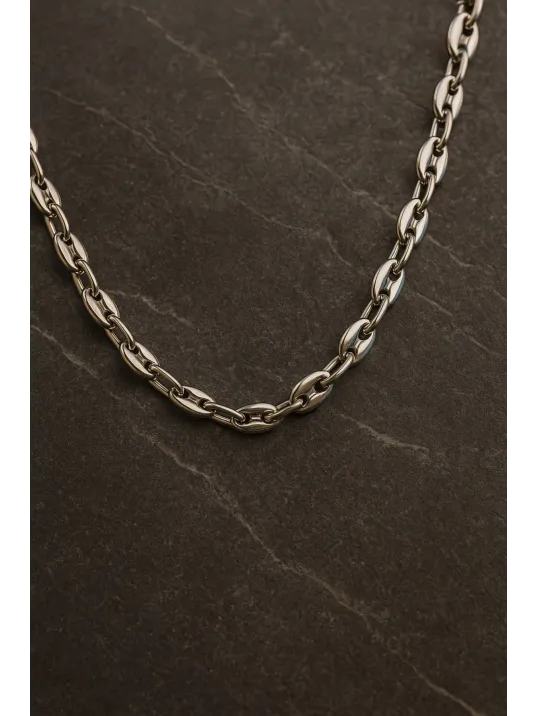 Erkek Çelik Kolye - Kalın Gemici Zincir Model Parlak Ömür Boyu Paslanmaz Kararmaz Dayanıklı Tasarım