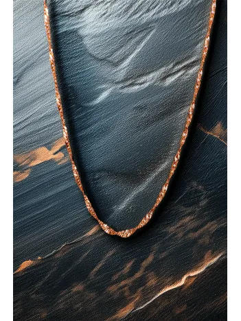 Kadın Gümüş Kolye - 2mm 925 Ayar Rose Kaplama Singapur Zincir Model Gümüş Kadın Kolye