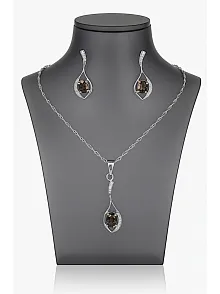 Kadın Gümüş Kolye Küpe Set - Asalet Damlası Model Zultanit Taşlı Set