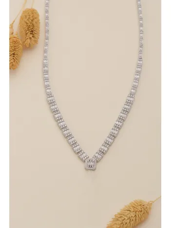 Kadın Gümüş Kolye -Berlin Baget Taşlı Model Kadın Kolye