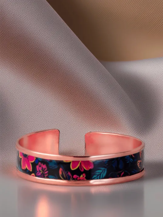 Kadın Bakır Bileklik - Bianca Model Özel Baskı Metal Kutu Ve Doğal Taşlar