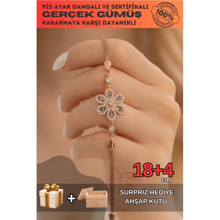 Kadın Bileklik-Gümüş Renkli Çiçek Motifli Kadın Bileklik Kadın Bileklik-Gümüş Renkli Çiçek Motifli Kadın Bileklik