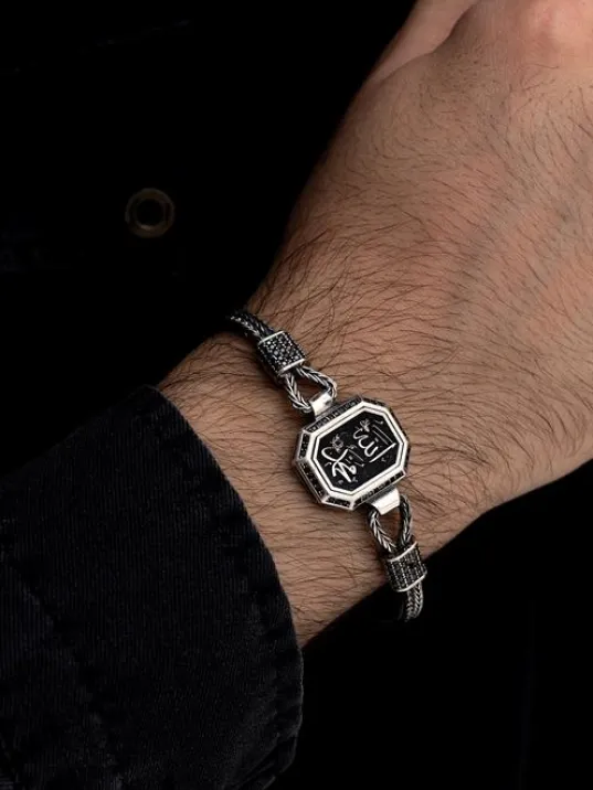 Erkek Gümüş Bileklik - Allah Ve Muhammed Yazılı Tilkikuyruğu Zincirli 925 Ayar Gümüş Bileklik Erkek Gümüş Bileklik - Allah Ve Muhammed Yazılı Tilkikuyruğu Zincirli 925 Ayar Gümüş Bileklik
