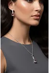 Kadın Gümüş Kolye Küpe Set - Baget Zultanit Taşlı Tektaş Model Set