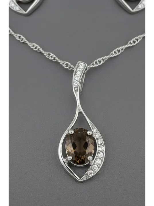 Kadın Gümüş Kolye Küpe Set - Asalet Damlası Model Zultanit Taşlı Set