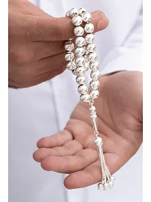En Büyük Boy Komple Has Gümüş 51 Gr Tespih Iri Taneli Ağa Tespihi