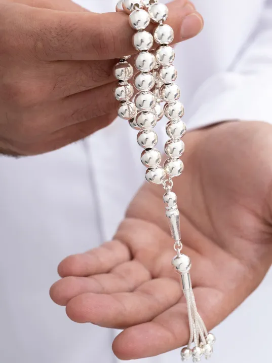 En Büyük Boy Komple Has Gümüş 51 Gr Tespih Iri Taneli Ağa Tespihi
