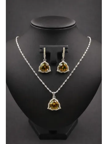 Kadın Gümüş Kolye Küpe Set - Nera Model Zultanit Taşlı Kadın Gümüş Set
