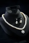 Kadın İnci Kolye Küpe Set - Margaret Model Çiçek Motifli Kadın İnci Set