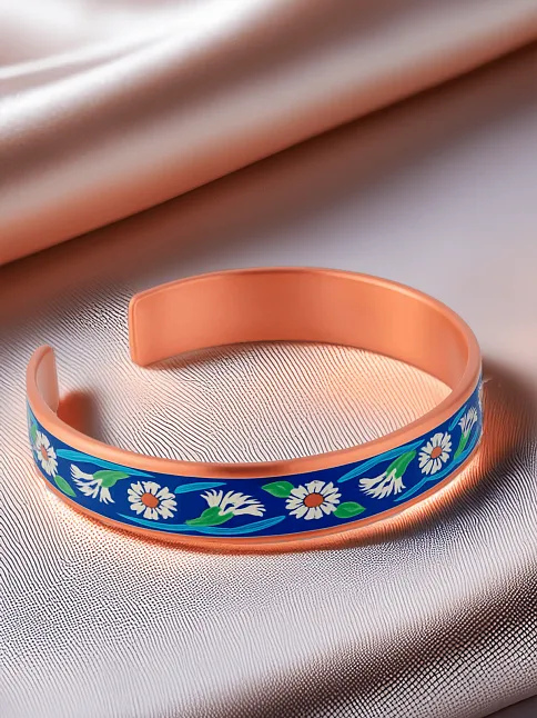 Kadın Bakır Bileklik Yüzük Set - Sunflower Model Özel Baskı Metal Kutu Ve Kuvars Taşı