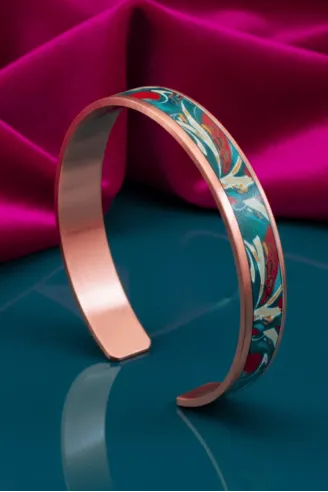 Kadın Bakır Bileklik - Garden Model Özel Baskı Metal Kutu Ve Kuvars Taşı