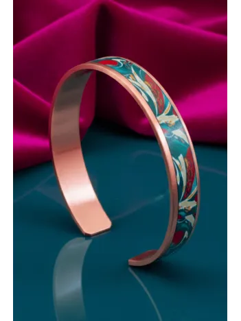 Kadın Bakır Bileklik - Garden Model Özel Baskı Metal Kutu Ve Kuvars Taşı