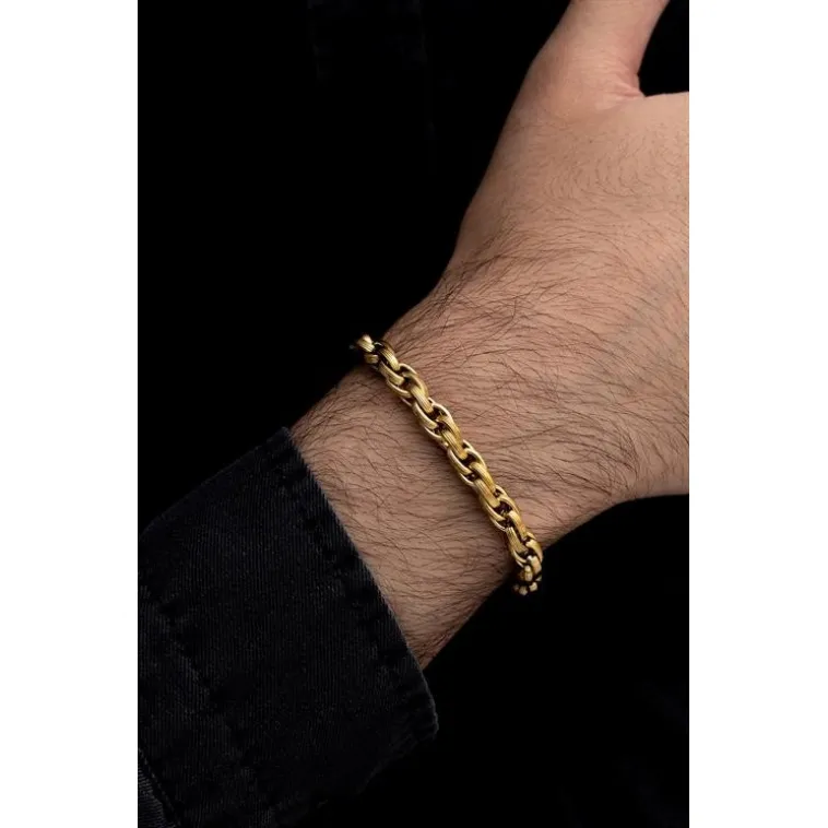 Erkek Çelik Bileklik -Altın Kaplama Sarmal Model Çelik Bileklik Erkek Çelik Bileklik -Altın Kaplama Sarmal Model Çelik Bileklik