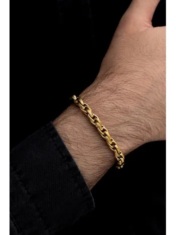 Erkek Çelik Bileklik -Altın Kaplama Sarmal Model Çelik Bileklik