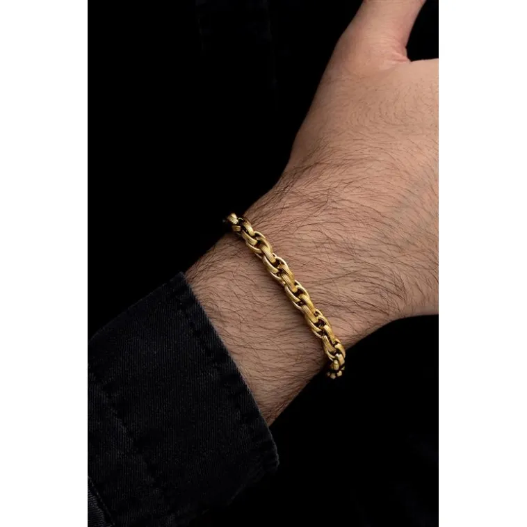 Erkek Çelik Bileklik -Altın Kaplama Sarmal Model Çelik Bileklik Erkek Çelik Bileklik -Altın Kaplama Sarmal Model Çelik Bileklik