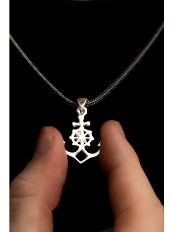 Gemi Çapası Dümeni Gümüş Erkek Kolye Zincir