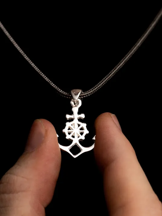 Gemi Çapası Dümeni Gümüş Erkek Kolye Zincir