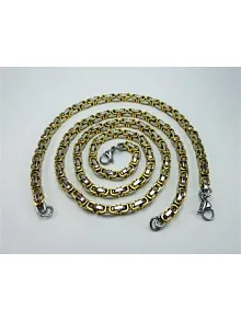 ERKEK ÇELİK SARI ZİNCİR KOLYE + BİLEKLİK SET