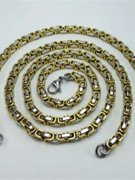 ERKEK ÇELİK SARI ZİNCİR KOLYE + BİLEKLİK SET ERKEK ÇELİK SARI ZİNCİR KOLYE + BİLEKLİK SET