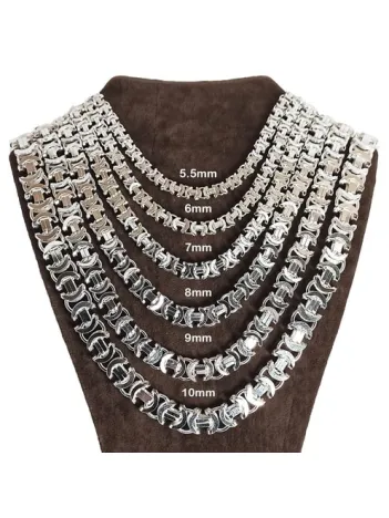 Euro Kral Erkek Gümüş Kolye Zincir Parlak Model