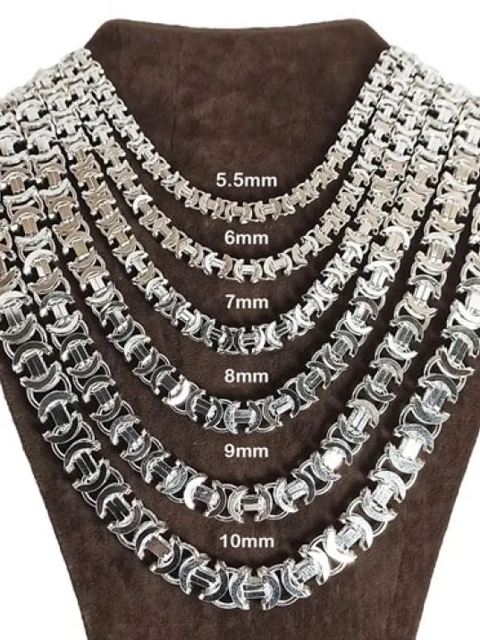 Euro Kral Erkek Gümüş Kolye Zincir Parlak Model