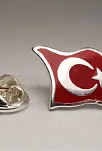 Ay Yıldız Türk Bayrağı Gümüş Rozet