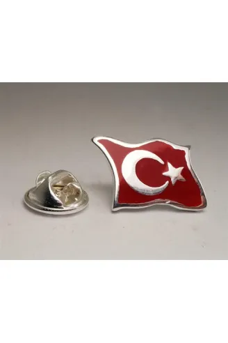 Ay Yıldız Türk Bayrağı Gümüş Rozet