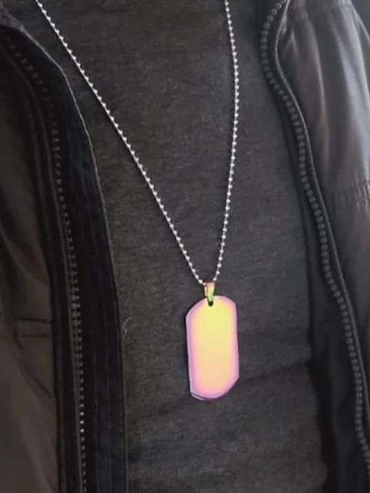Hologram Renkli Asker Künyesi Erkek Çelik Kolye
