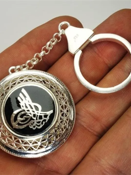 Tuğralı Ve Iyı Diriliş Bayraklı 925 Ayar Gümüş Anahtarlık 24gr