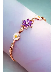 Rose Rengi Nergis Çiçeği Zirkon Taşlı Gümüş Bileklik