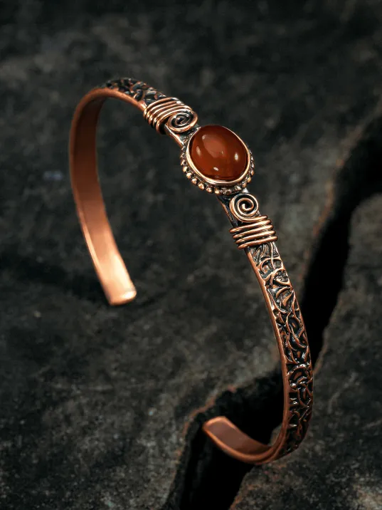 Bakır Kelepçe Bilezik Kırmızı Akik Doğal Taşlı Erkek Kadın Doğal Taşlar ve Metal Kutulu Bakır Kelepçe Bilezik Kırmızı Akik Doğal Taşlı Erkek Kadın Doğal Taşlar ve Metal Kutulu