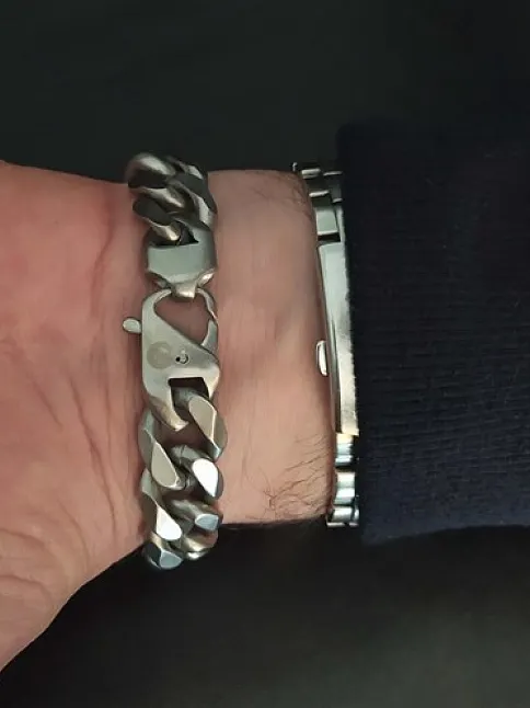 Ottoman Mat Gurmet Paslanmaz Çelik Erkek Bileklik 15mm Kalın Model