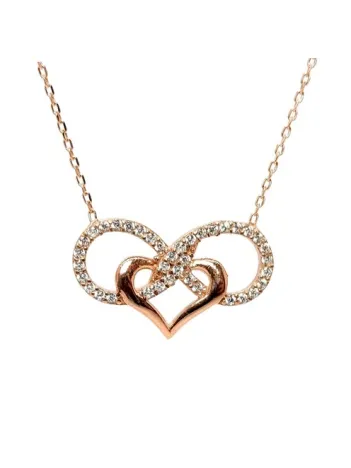 Sonsuzluk İçinde Kalp Bayan Gümüş Kolye Zincir