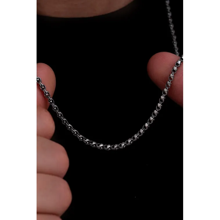 Erkek Gümüş Kolye - 3mm Pullu Arnavut Zinciri Gümüş Kolye Erkek Gümüş Kolye - 3mm Pullu Arnavut Zinciri Gümüş Kolye